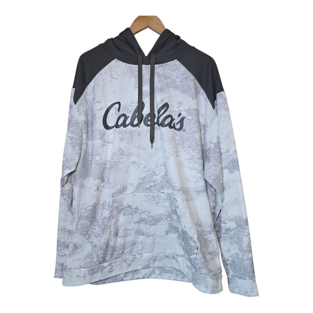 Cabela's Men's XL White Camouflage Hoodie Sweatshirt Long Sleeve Outdoor Hunting